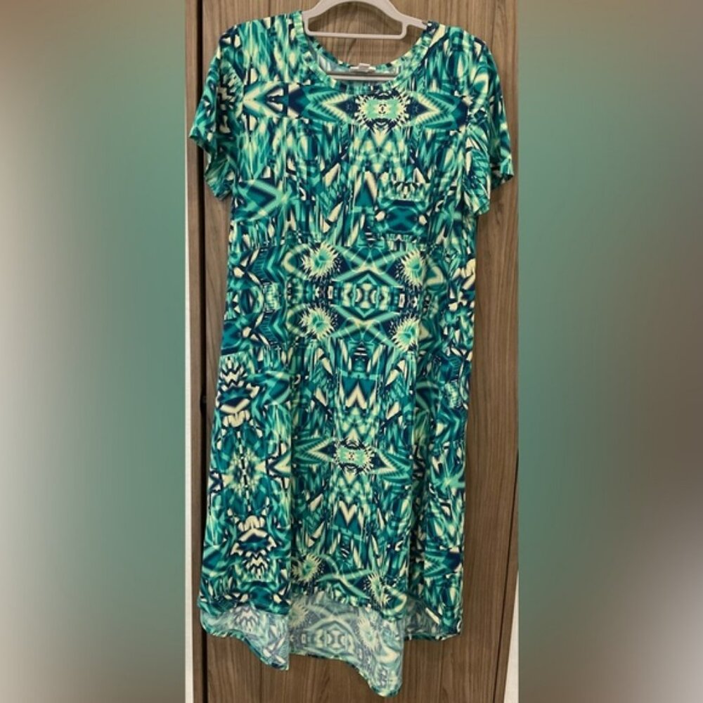 LULAROE Womens Short Sleeve Round Neck High-low Dress Size S